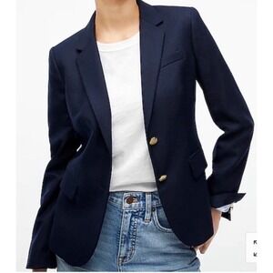 J.Crew Womens Wool Schoolboy Blazer Sz 8 Navy Preppy Academia Nautical Capsule